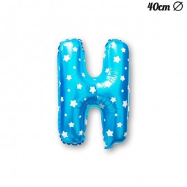 Letter H Blauwe Folie Ballon met Sterren 40 cm