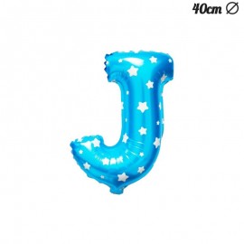 Letter J Blauwe Folie Ballon met Sterren 40 cm