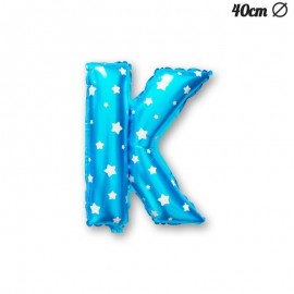 Letter K Blauwe Folie Ballon met Sterren 40 cm