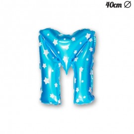 Letter M Blauwe Folie Ballon met Sterren 40 cm