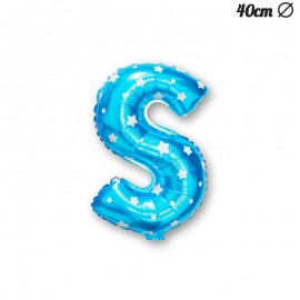 Letter S Blauwe Folie Ballon met Sterren 40 cm