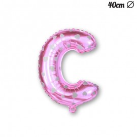 Letter C Roze Folie Ballon met Harten 40 cm
