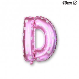 Letter D Roze Folie Ballon met Harten 40 cm