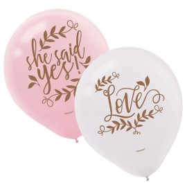 6 love & leaves latex ballonnen 28cm