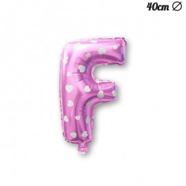 Letter F Roze Folie Ballon met Harten 40 cm