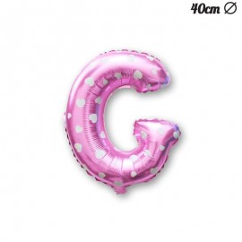 Letter G Roze Folie Ballon met Harten 40 cm