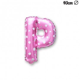 Letter P Roze Folie Ballon met Harten 40 cm