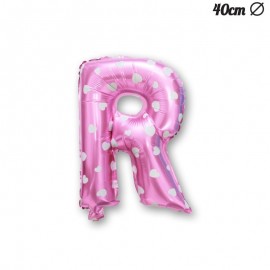 Letter R Roze Folie Ballon met Harten 40 cm