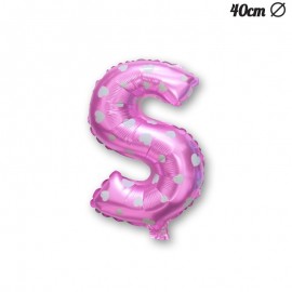 Letter S Roze Folie Ballon met Harten 40 cm