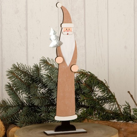 Decoratieve houten kerstman groot 32 cm