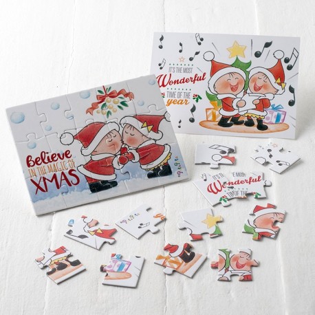 2 Kerstkaart Puzzels 15 Stuks Zingende