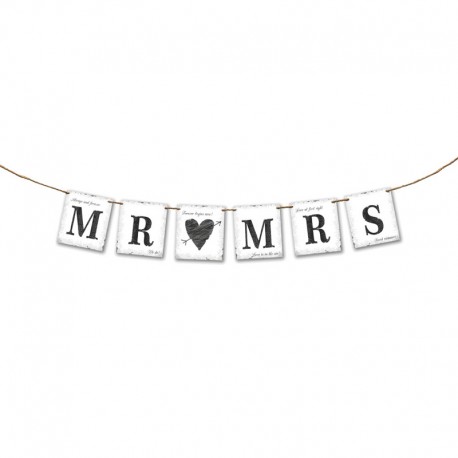 Slinger "Mr & Mrs" met hartje 77 cm