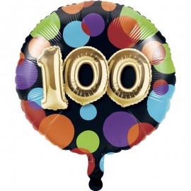 100 Jaar Folieballon 45 cm Stippen