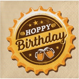 16 Bier feest Hoppy Birthday Servetten 25 cm