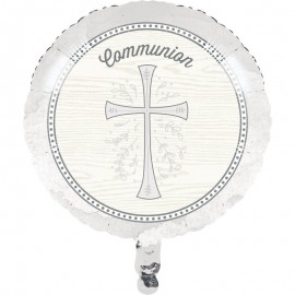 Folieballon Zilveren Kruis Communiebal 45 Cm