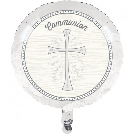 Folieballon Zilveren Kruis Communiebal 45 Cm