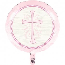 Roze Kruis Folieballon 45 Cm