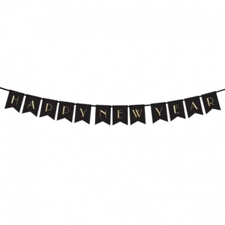 Banner Happy New Year Negro 15 x 170 cm