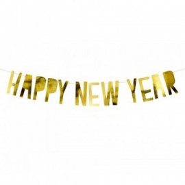 Banner Happy New Year Dorado 10 x 90 cm