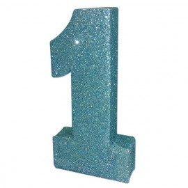 Nummer 1 Glitter Blauw