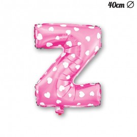 Letter Z Roze Folie Ballon met Harten 40 cm