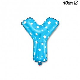 Letter Y Blauwe Folie Ballon met Sterren 40 cm