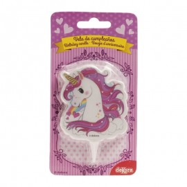 Roze 2D Unicorn Kaars