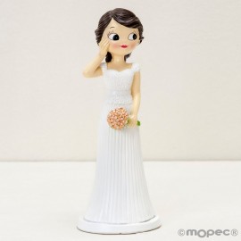 Taart Figuurtje Bruid Met Hand Op Wang 21 cm
