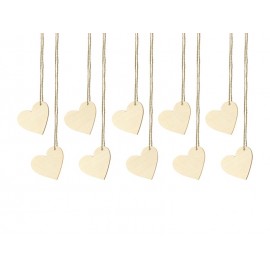 10 houten hartlabels