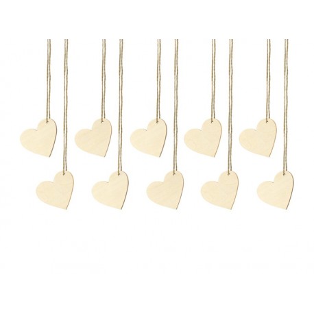 10 houten hartlabels