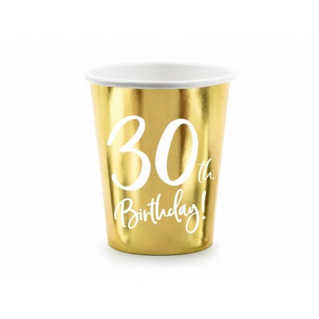 6 glazen 30 Verjaardag Goud 220 ml