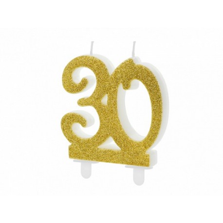 Gouden Glitter Kaars 30 Jaar