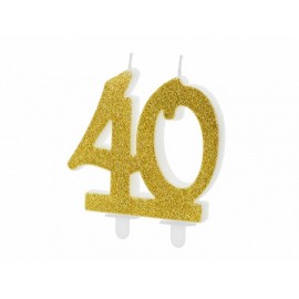 Gouden Glitter Kaars 40 Jaar