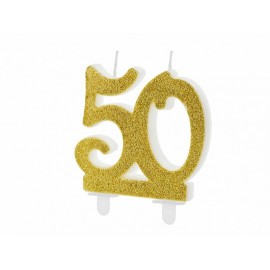 Gouden Glitter Kaars 50 jaar