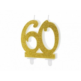 Gouden Glitter Kaars 60 Jaar