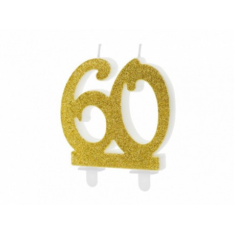 Gouden Glitter Kaars 60 Jaar