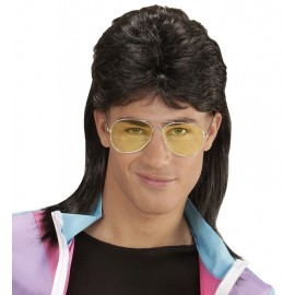 80's Mullet Pruik met Bril