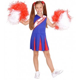 Blauw en rood Cheerleader kostuums voor kinderen