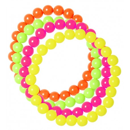 Set van 4 Neon Fluorescerende Kralen Armbanden