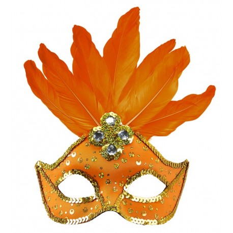Braziliaans masker met lovertjes en veren