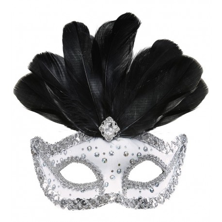 Rialto-masker met pailletten en veren