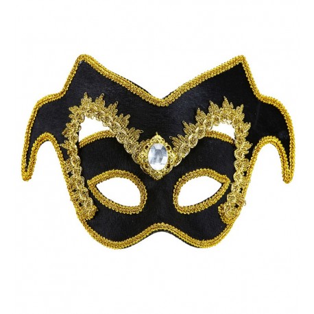 Venetiaans edelmannenmasker met edelstenen en gouden lint