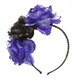 3 Paarse en zwarte rozen met glitter hoofdband