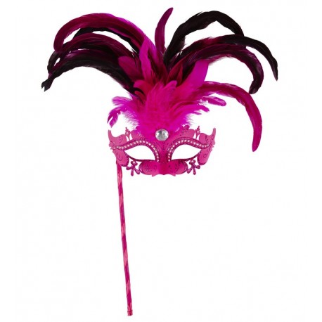 Markiesmasker met veren en stok