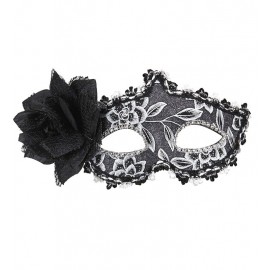 Glitter Maskerade Masker met Zwarte Roos