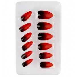 Set van 12 zwarte vingernagels rood gearceerd