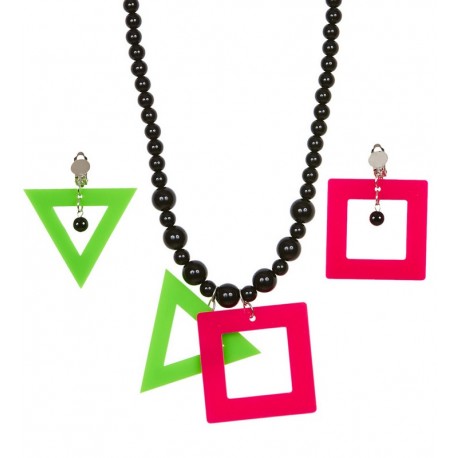 Fluorescerende ketting en oorbellen set