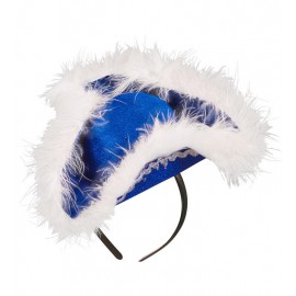 Blauwe Mini Tricorno met Marabou-afwerking