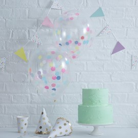 5 Pastel Confetti Ballonnen 30 cm