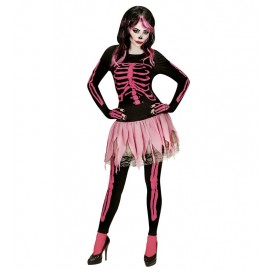 Roze skeletkostuum voor dames